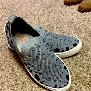 Gray and Black Slip-On Sneakers by Bernie Mev New York.